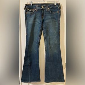 True Religion Lowrise Flare Dark Wash Joey Jeans - 30